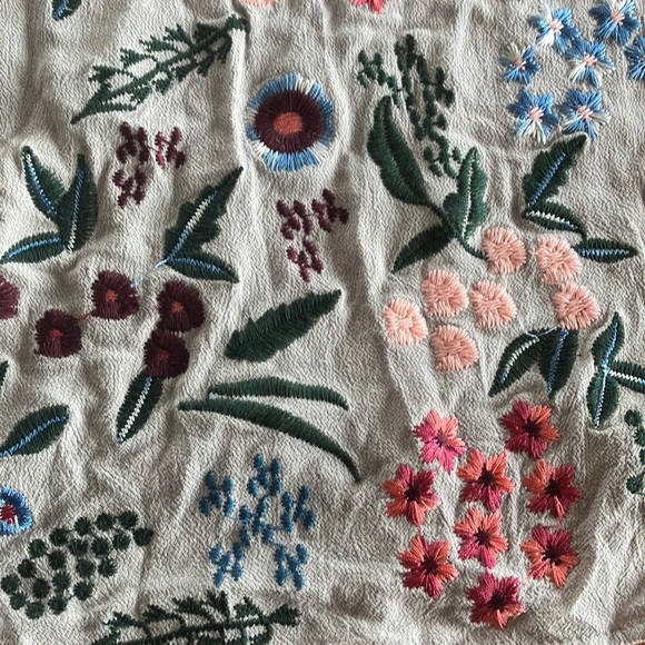 Umgee Off The Shoulder Mini Dress Cool Gray Embroidered Floral 3/4‎ Slv Sz S EUC - Picture 6 of 9